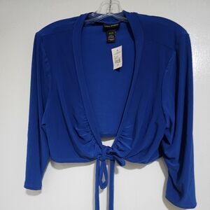 NWT Lane Bryant Royal Blue Cropped Tie Front 3/4 Sleeve Cardigan 18/20